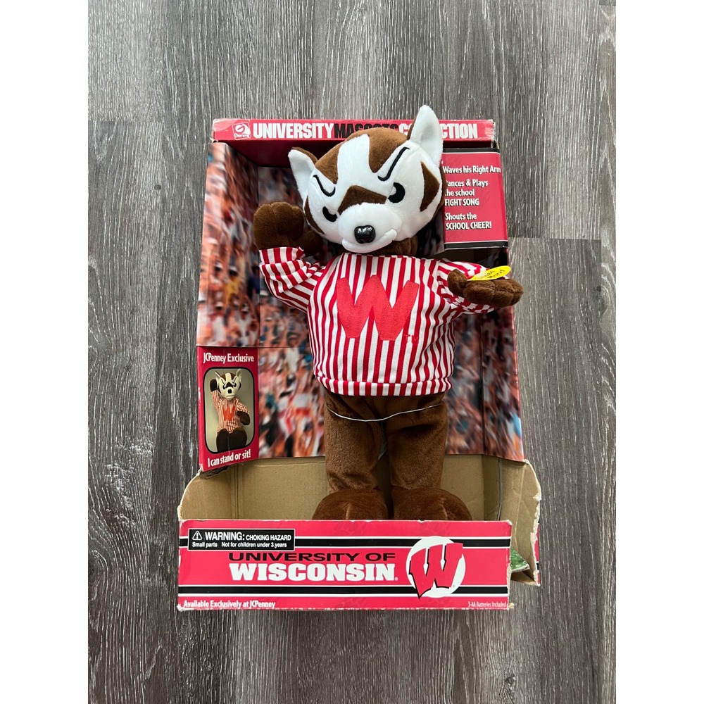 Vintage Gemmy University of Wisconsin Bucky Badger Mascot Plush Musical JCPenney